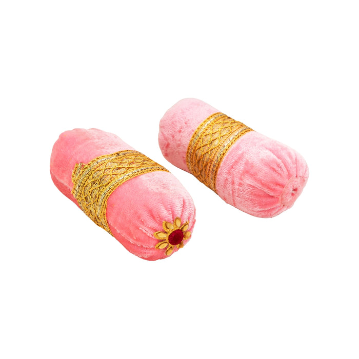 Decorative Pillow - 2 x 4.5 Inches | 2 Pcs/ Velvet Takiya/ Soft Cushion for Krishna Idol