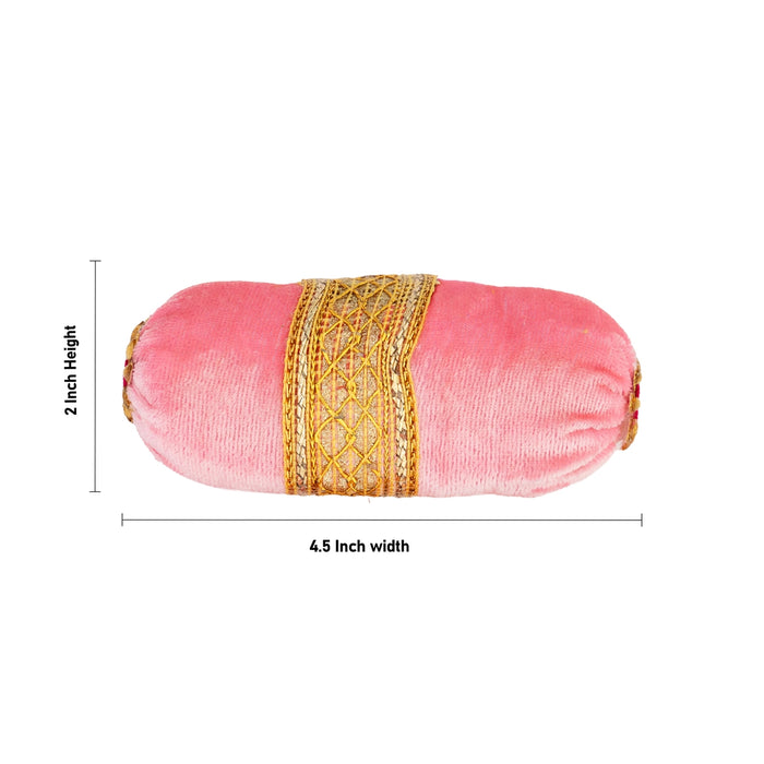Decorative Pillow - 2 x 4.5 Inches | 2 Pcs/ Velvet Takiya/ Soft Cushion for Krishna Idol