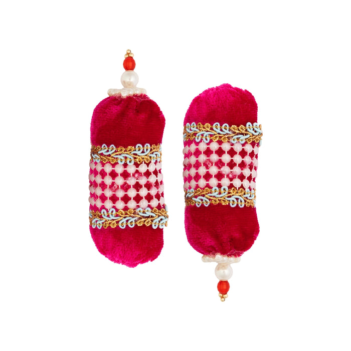 Deity Pillow - 1 x 3 Inches | 2 Pcs/ Velvet Laddu Gopal Pillow / Cushion For Laddu Gopal Sinhasan