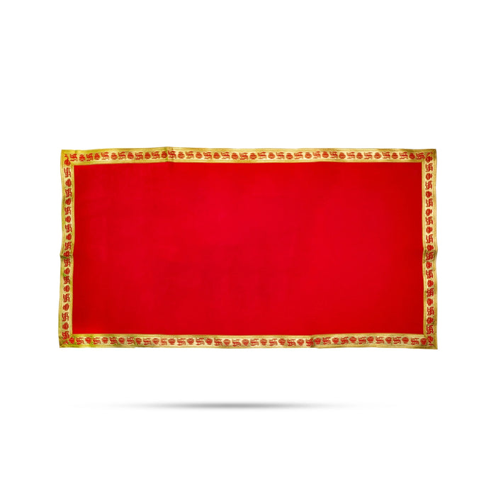 Pooja Aasan - 18 x 36 Inches | Velvet With Embossed Jari Design Pooja Mat/ Pooja Aasan Mat for Deity