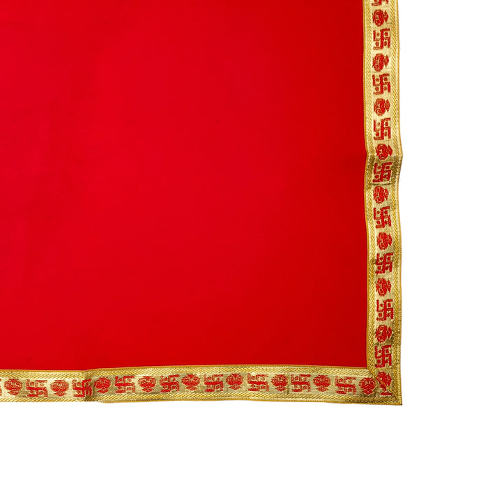 Pooja Aasan - 18 x 36 Inches | Velvet With Embossed Jari Design Pooja Mat/ Pooja Aasan Mat for Deity