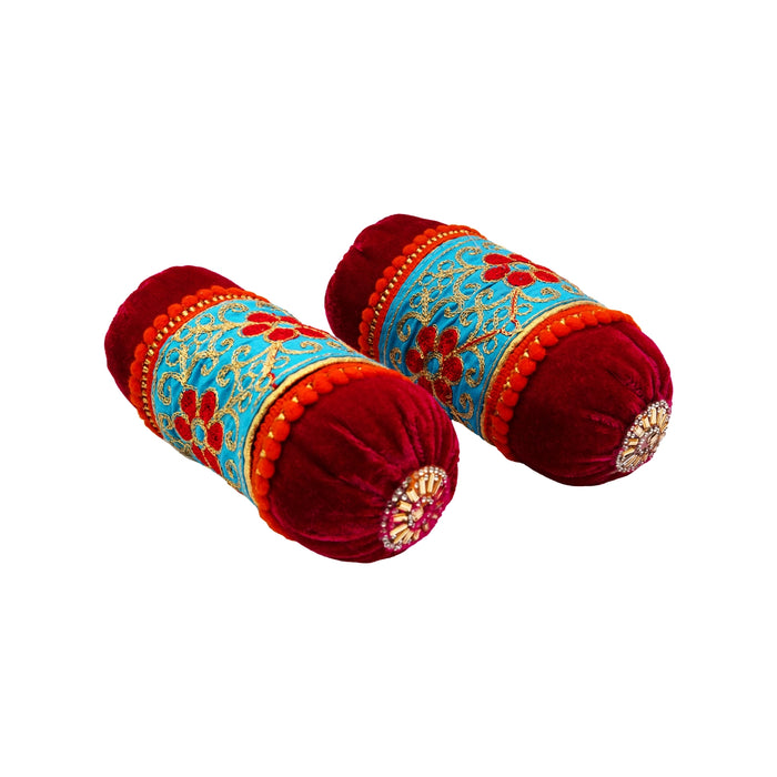 Laddu Gopal Simhasan Pillow - 2.5 x 7 Inches | 2 Pcs/ Decorative Cushion/ Pillow for Lord Krishna Idol