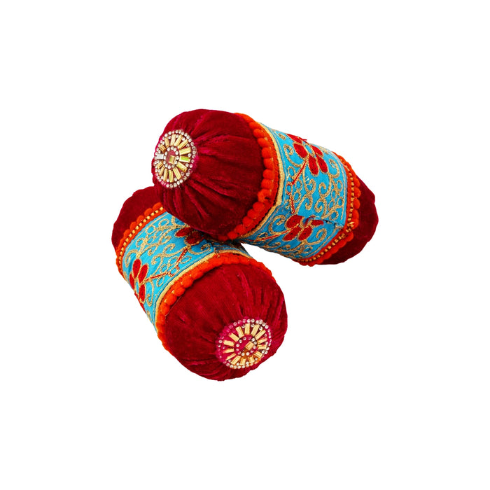 Laddu Gopal Simhasan Pillow - 2.5 x 7 Inches | 2 Pcs/ Decorative Cushion/ Pillow for Lord Krishna Idol