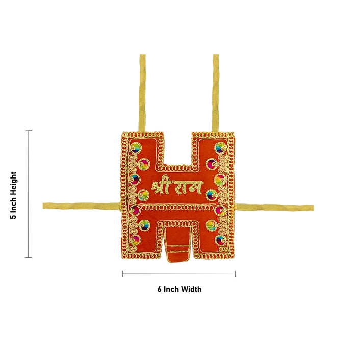 Hanuman Dress - 5 x 6 Inches | Anjaneya Dress/ Jari Design Hanuman Costume/ Hanuman Ji Costume for Deity