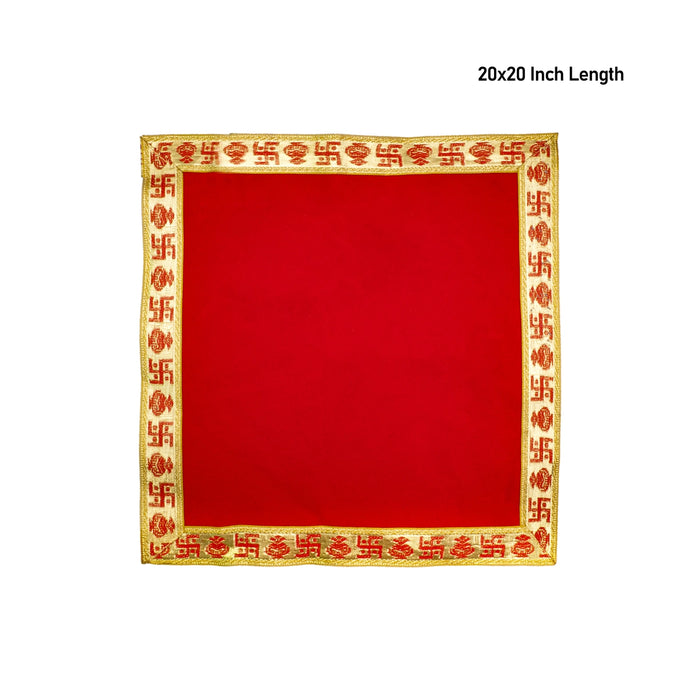 Pooja Aasan - 20 x 20 Inches | Velvet With Embossed Jari Design Pooja Mat/ Pooja Aasan Mat for Deity