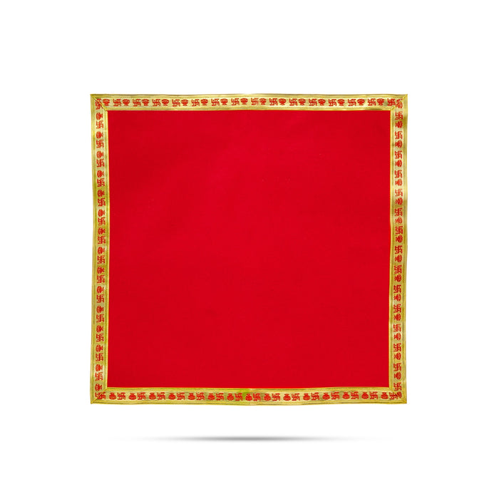 Pooja Aasan - 25 x 25 Inches | Velvet With Embossed Jari Design Pooja Mat/ Pooja Aasan Mat for Deity