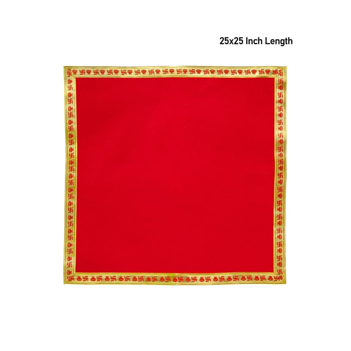 Pooja Aasan - 25 x 25 Inches | Velvet With Embossed Jari Design Pooja Mat/ Pooja Aasan Mat for Deity