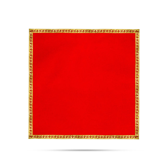 Pooja Aasan - 40 x 40 Inches | Velvet With Embossed Jari Design Pooja Mat/ Pooja Aasan Mat for Deity