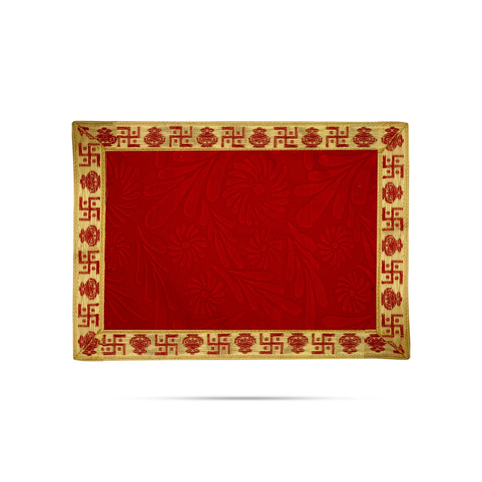 Pooja Aasan - 9 x 13 Inches | Velvet With Embossed Jari Design Pooja Mat/ Pooja Aasan Mat for Deity