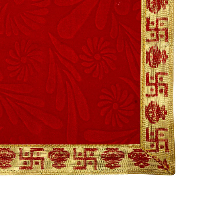 Pooja Aasan - 9 x 13 Inches | Velvet With Embossed Jari Design Pooja Mat/ Pooja Aasan Mat for Deity