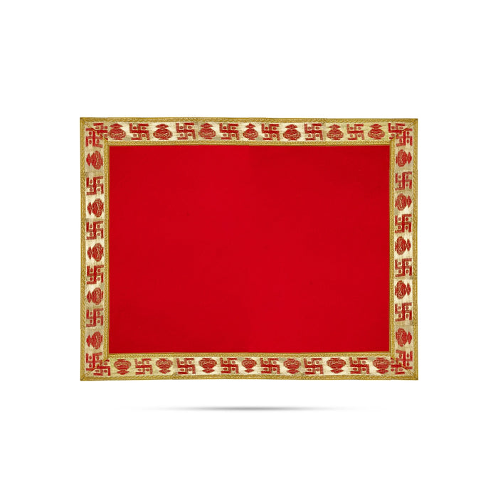 Pooja Aasan - 10 x 14 Inches | Velvet With Embossed Jari Design Pooja Mat/ Pooja Aasan Mat for Deity