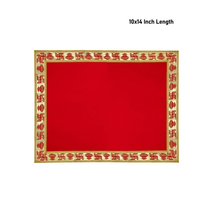 Pooja Aasan - 10 x 14 Inches | Velvet With Embossed Jari Design Pooja Mat/ Pooja Aasan Mat for Deity