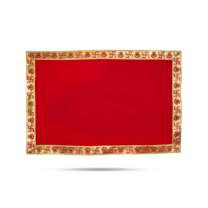 Pooja Aasan - 13 x 20 Inches | Velvet With Embossed Jari Design Pooja Mat/ Pooja Aasan Mat for Deity