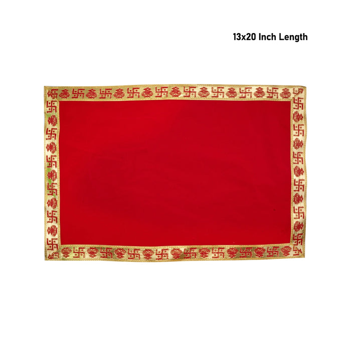 Pooja Aasan - 13 x 20 Inches | Velvet With Embossed Jari Design Pooja Mat/ Pooja Aasan Mat for Deity