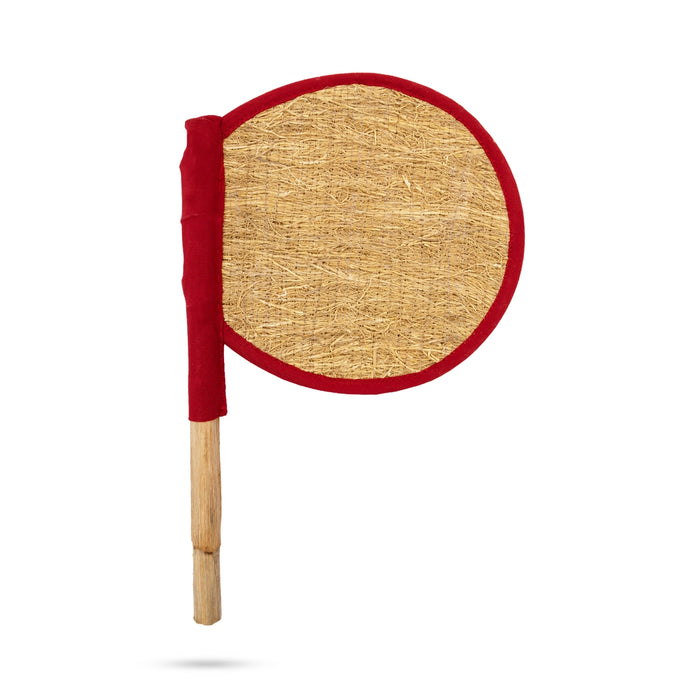 Vettiver Visiri - 13 x 9.5 Inches | Vetiver Root Hand Fan / Cooling Grass Fan for Home