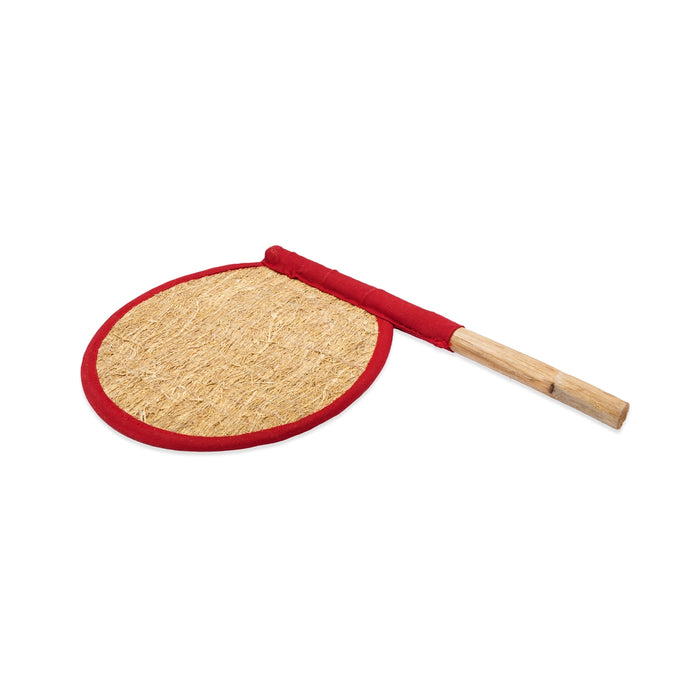 Vettiver Visiri - 13 x 9.5 Inches | Vetiver Root Hand Fan / Cooling Grass Fan for Home