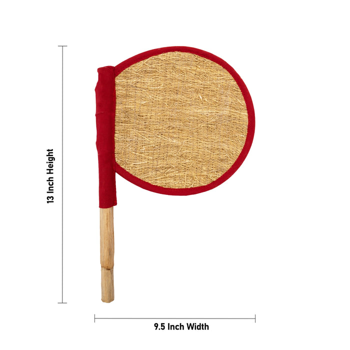 Vettiver Visiri - 13 x 9.5 Inches | Vetiver Root Hand Fan / Cooling Grass Fan for Home