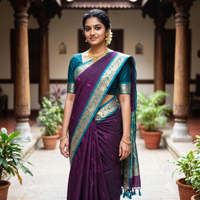 Saree - 9.2 Mtr| Kalyani Cotton Saree/ Border Design Handloom Saree/ Traditional Saree for Women/ Assorted