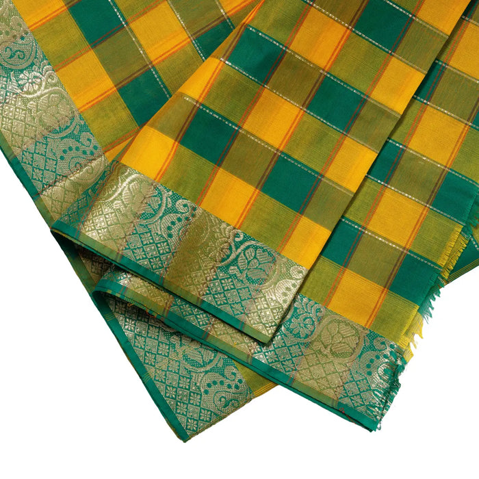 Chettinad Cotton Saree - 10.5 Yards | Handloom Saree/ Jari Border Design Traditional Saree for Women