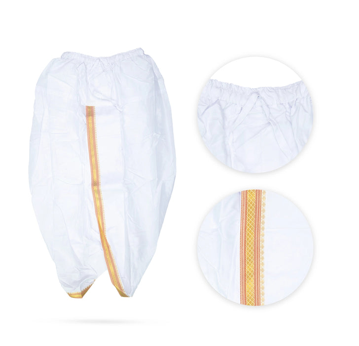 Readymade Panchakacham - Size 42 | Readymade Dhoti/ White Colour Panchakajam for Men - Veshti & Dhoti