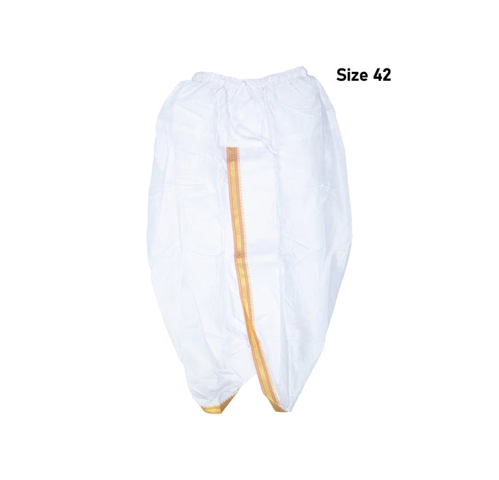 Readymade Panchakacham - Size 42 | Readymade Dhoti/ White Colour Panchakajam for Men - Veshti & Dhoti
