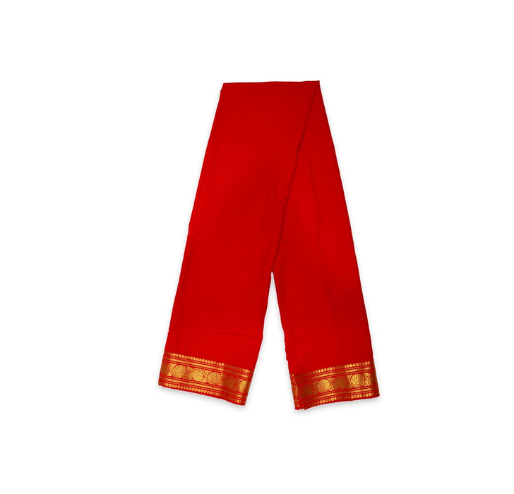 Readymade Panchakacham With Angavastram - Size 42 | Jari Design & Red Colour Dhoti And Towel for Men - Veshti & Dhoti