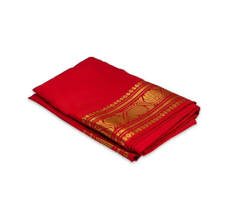 Readymade Panchakacham With Angavastram - Size 42 | Jari Design & Red Colour Dhoti And Towel for Men - Veshti & Dhoti