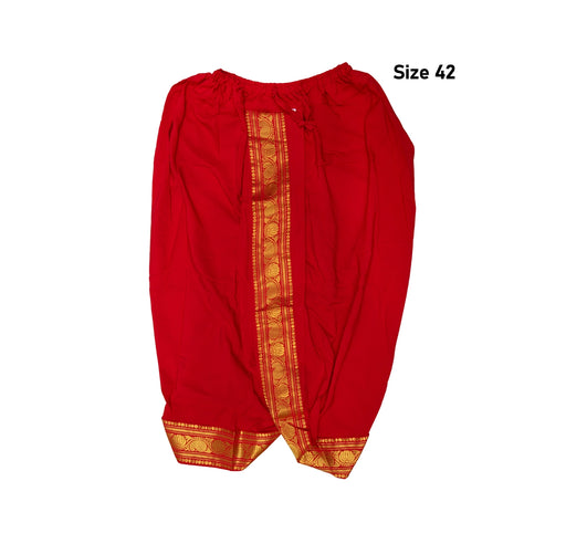Readymade Panchakacham With Angavastram - Size 42 | Jari Design & Red Colour Dhoti And Towel for Men - Veshti & Dhoti