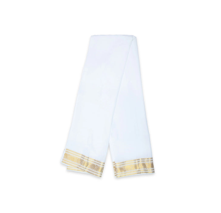 Readymade Panchakacham With Angavastram - Size 42 | Jari Design & White Colour Dhoti And Towel for Men - Veshti & Dhoti