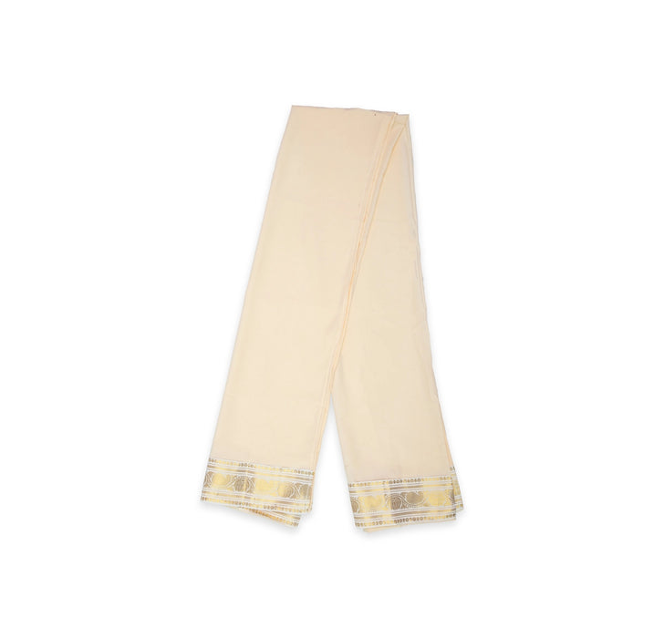 Readymade Panchakacham With Angavastram - Size 42 | Jari Design & Sandal Colour Dhoti And Towel for Men - Veshti & Dhoti