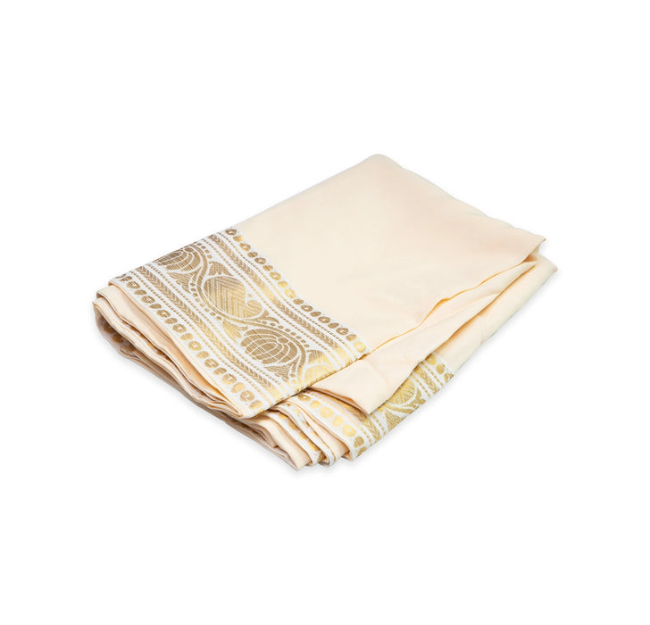 Readymade Panchakacham With Angavastram - Size 42 | Jari Design & Sandal Colour Dhoti And Towel for Men - Veshti & Dhoti