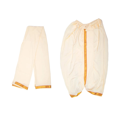 Readymade Panchakacham With Angavastram - Size 42 | Jari Design & Sandal Colour Dhoti And Thundu for Men - Veshti & Dhoti