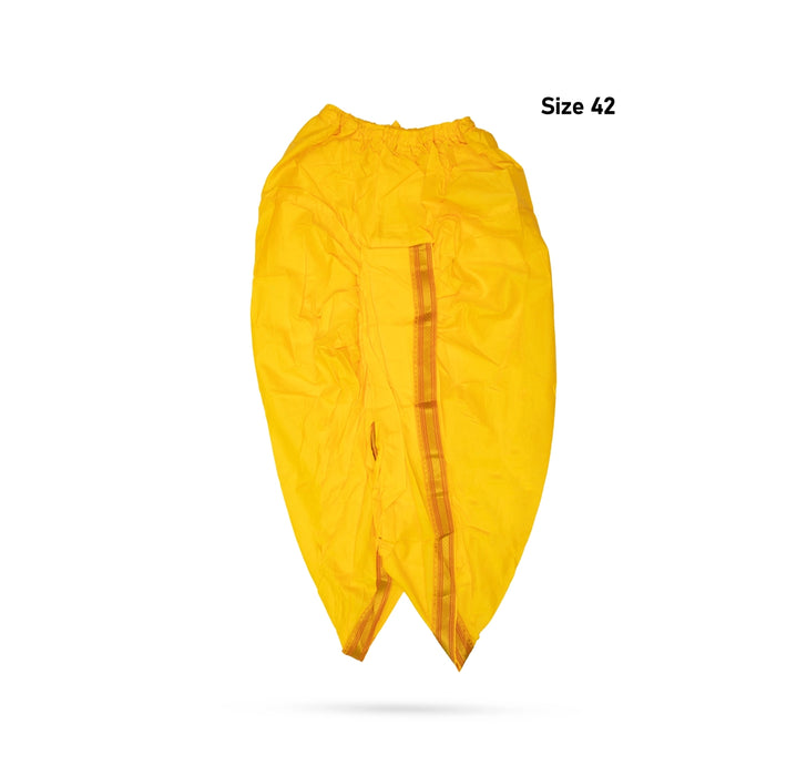 Readymade Panchakacham | Size 42/ Silk & Jari Border Panchakajam/ Yellow Colour Readymade Dhoti for Men - Veshti & Dhoti