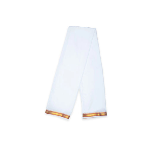 Readymade Panchakacham With Angavastram - Size 42 | Jari Design & White Colour Dhoti And Thundu for Men - Veshti & Dhoti