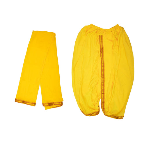 Readymade Panchakacham With Angavastram - Size 42 | Jari Design & Yellow Colour Dhoti And Thundu for Men - Veshti & Dhoti