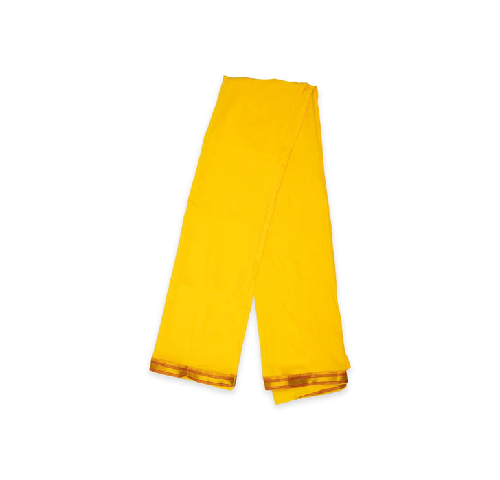 Readymade Panchakacham With Angavastram - Size 42 | Jari Design & Yellow Colour Dhoti And Thundu for Men - Veshti & Dhoti