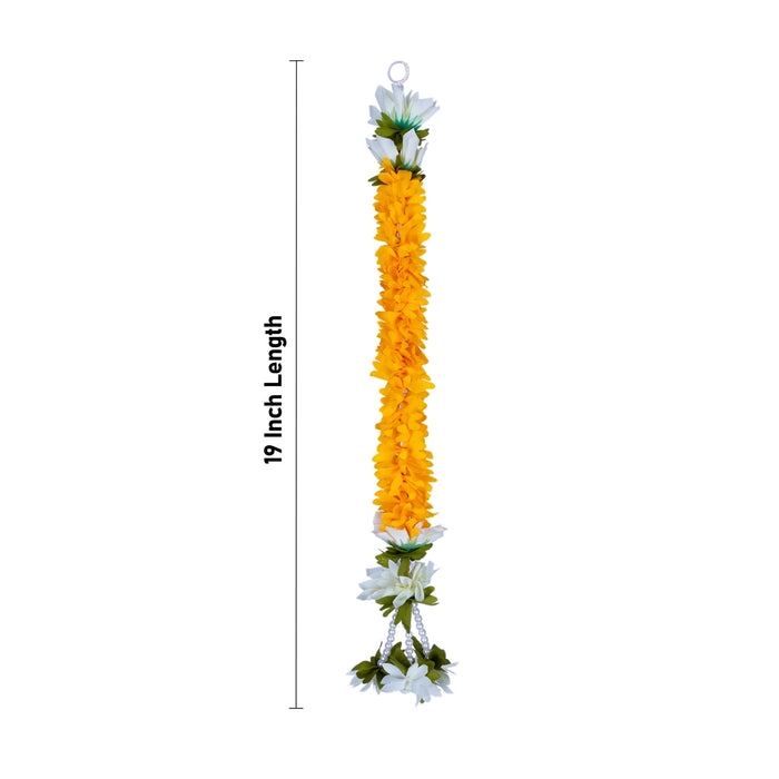 Side Toran Pair - 19 Inches | Artificial Flower Thoran/ Beads Design Door Hanging Toran For Home Decor - Toran