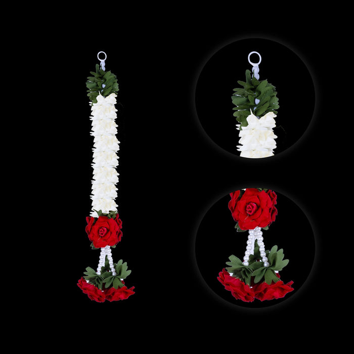 Side Toran Pair - 14 Inches | Artificial Flower Thoran/ Rose & Jasmine Design Door Hanging Toran For Home Decor - Toran