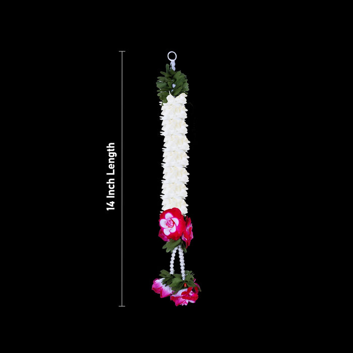 Side Toran Pair - 14 Inches | Artificial Flower Thoran/ Rose & Jasmine Design Door Hanging Toran For Home Decor - Toran