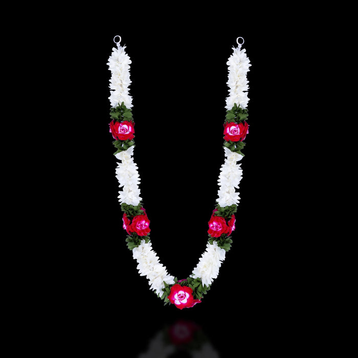Artificial Flower Garland- 18 Inches | Rose Artificial Mala/ Fake Flower Garland/ Cloth Garland For Decoration - Mala