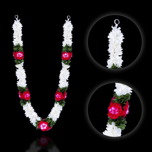 Artificial Flower Garland- 18 Inches | Rose Artificial Mala/ Fake Flower Garland/ Cloth Garland For Decoration - Mala