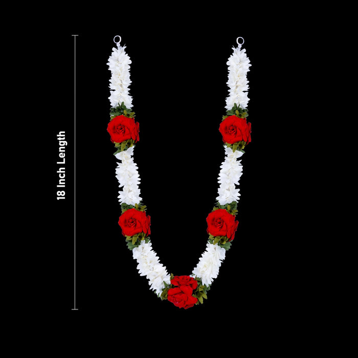 Artificial Flower Garland- 18 Inches | Rose Artificial Mala/ Fake Flower Garland/ Cloth Garland For Decoration - Mala
