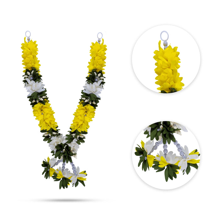 Artificial Flower Garland- 14 Inches | Artificial Mala/Fake Flower Garland/ Cloth Garland For Puja & Decoration - Mala