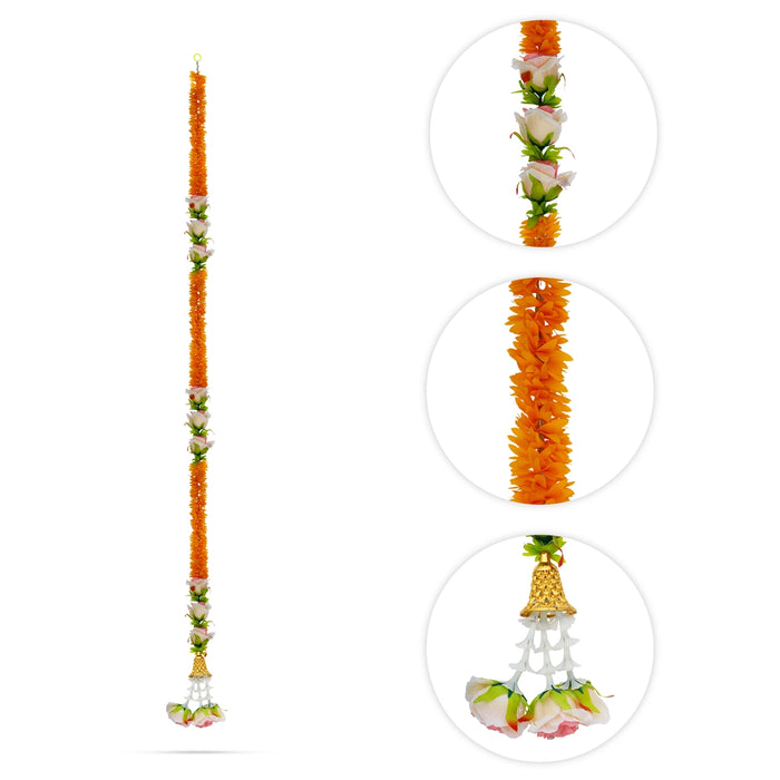 Side Toran Pair - 60 Inches | Rose With Bell Design Thoran/ Artificial Flower Toran for Home Decor - Toran