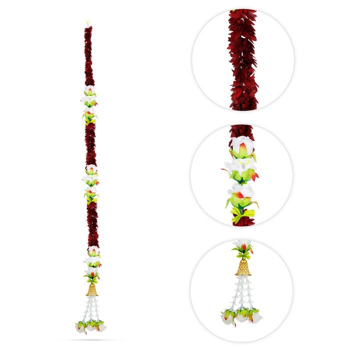 Side Toran Pair - 60 Inches | Rose With Bell Design Thoran/ Artificial Flower Toran for Home Decor - Toran