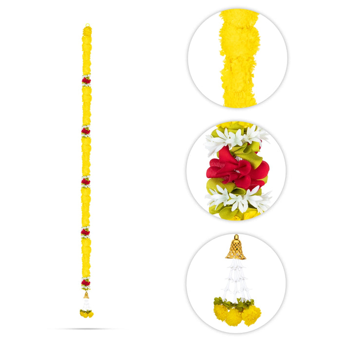 Side Toran Pair - 67 Inches | Flower With Bell Design Thoran/ Artificial Flower Toran for Home Decor - Toran