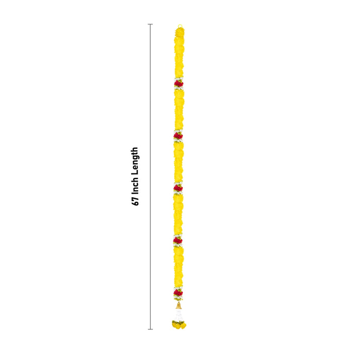 Side Toran Pair - 67 Inches | Flower With Bell Design Thoran/ Artificial Flower Toran for Home Decor - Toran