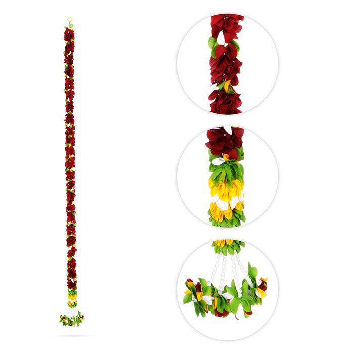 Side Toran Pair - 57 Inches | Flower Design Thoran/ Door Hanging Toran/ Artificial Flower Toran for Home Decor - Toran