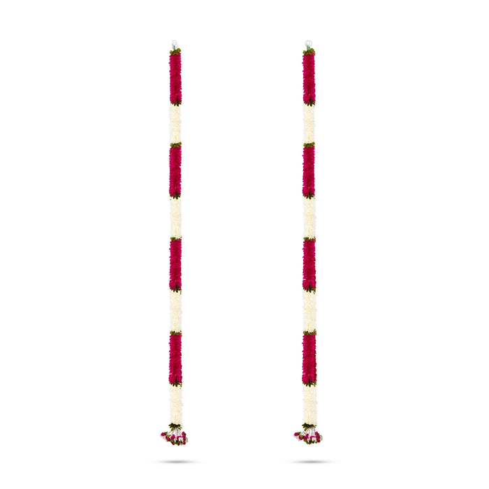 Side Toran Pair - 72 Inches | 2 Pcs/ Artificial Flower Thoran/ Door Hanging Toran For Festive Decor/ Assorted