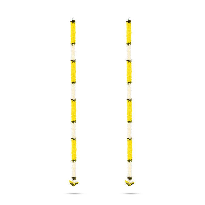 Side Toran Pair - 72 Inches | 2 Pcs/ Artificial Flower Thoran/ Door Hanging Toran For Festive Decor/ Assorted